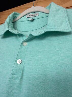 Peter Millar Polo Shirt Large Mint Green Pima Silk Blend Mens L